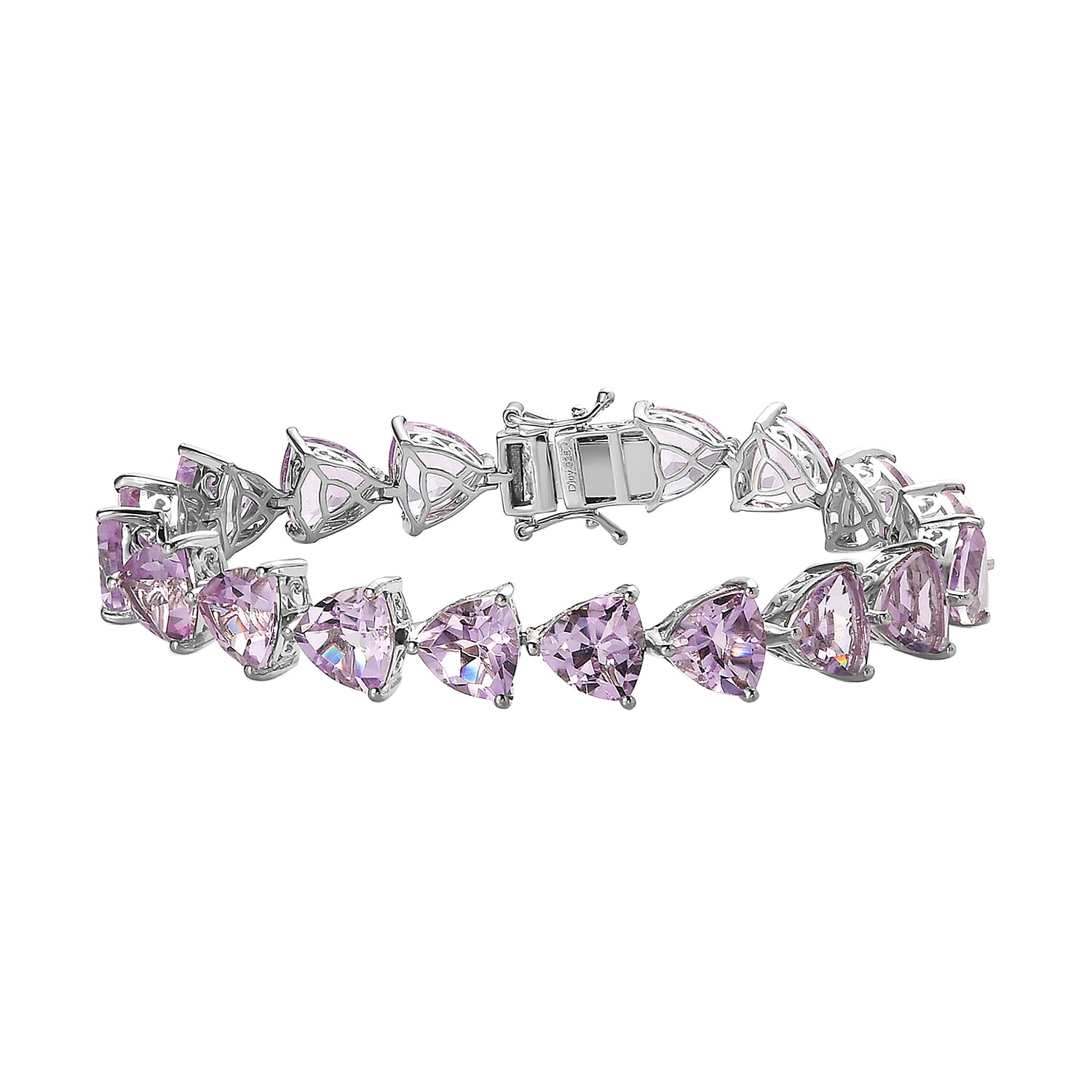 Rose De France Amethyst Tennis Bracelet in Platinum Over Sterling Silver (6.50 In) (12.30 g) (Delivery in 3-5 Business Days) 34.35 ctw