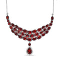 Mozambique Garnet and White Zircon Necklace 18-20 Inches in Platinum Over Sterling Silver 26.35 ctw - Sticky add to cart bar
