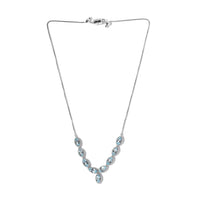 Premium Sky Blue Topaz Necklace (19 Inches) in Rhodium Over Sterling Silver 10.90 ctw