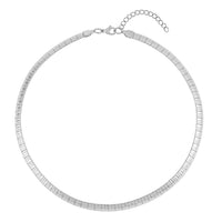 Stripe Textured Omega Chain Necklace 18-20 Inches in Stainless Steel 21 Grams