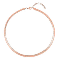 Stripe Textured Omega Chain Necklace (18-20 Inches) in ION Plated RG Stainless Steel (21 g) , Tarnish-Free, Waterproof, Sweat Proof Jewelry