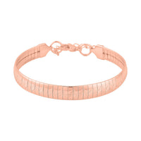 Stripe Textured Omega Chain Bracelet in ION Plated RG Stainless Steel (7.50-9.50In) 9.50 Grams