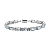 Premium Sky Blue Topaz and African Amethyst 11.20 ctw Bracelet in Rhodium Over Sterling Silver (7.50 In)