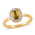 Italian Natural Vesuvianite and Diamond Halo Ring in Vermeil Yellow Gold Over Sterling Silver 0.85 ctw - Sticky add to cart bar