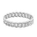 Austrian Crystal Curb Chain Bangle Bracelet in Silvertone (6.75 In) - Sticky add to cart bar