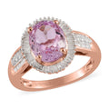 Premium Martha Rocha Kunzite and Diamond Halo Ring in Vermeil Rose Gold Over Sterling Silver 4.00 ctw - Sticky add to cart bar