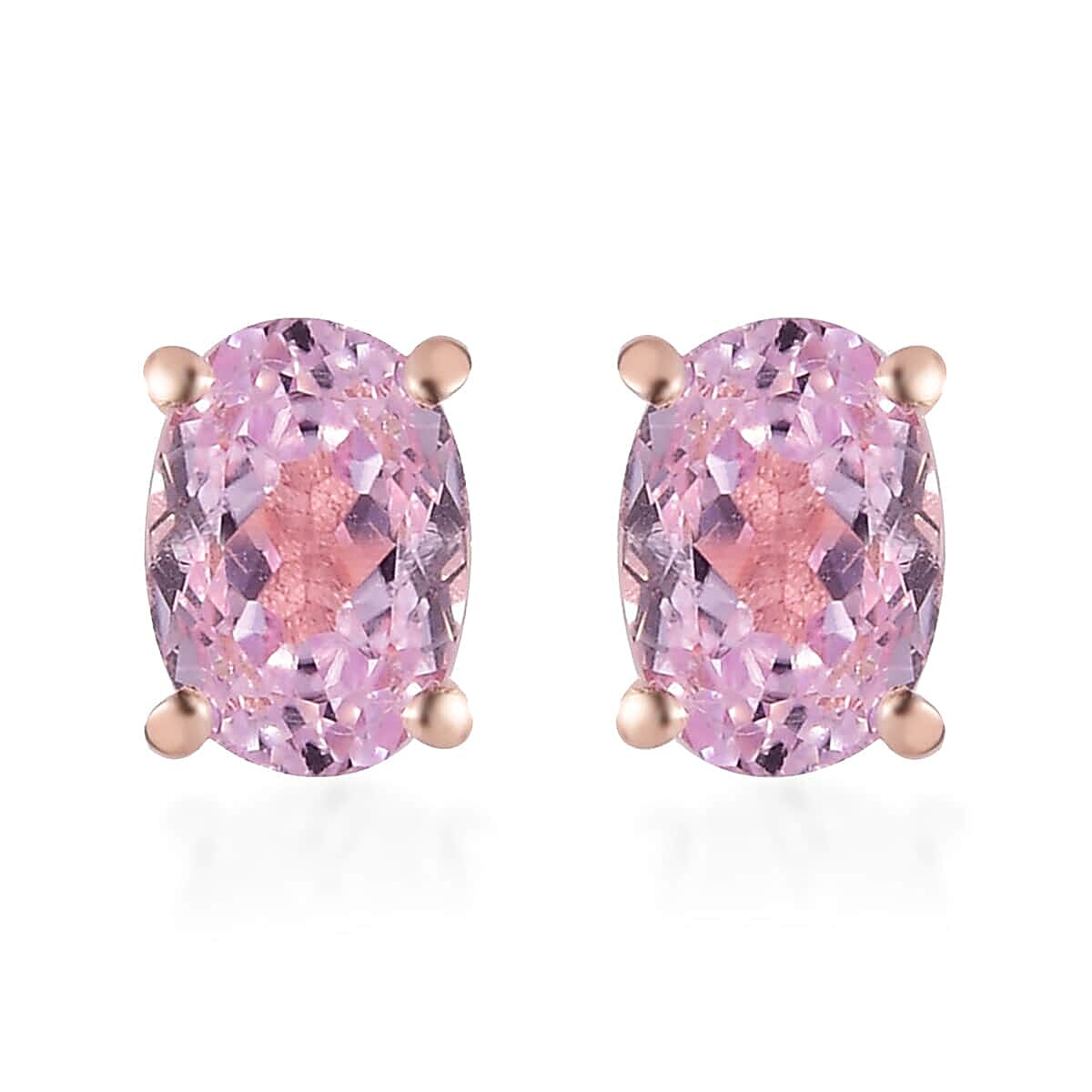 Premium Martha Rocha Kunzite Stud Earrings in Vermeil Rose Gold Over Sterling Silver 2.35 ctw