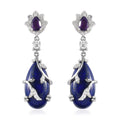 GP Italian Garden Collection Lapis Lazuli and Multi Gemstone Dangling Earrings in Platinum Over Sterling Silver 20.75 ctw - Sticky add to cart bar
