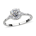 D'Joy 100 Facets Moissanite (Rnd 8 mm) Ring in Rhodium Over Sterling Silver (Size 10.0) 1.85 ctw - Sticky add to cart bar