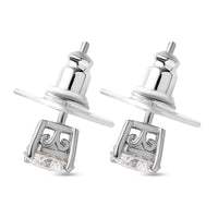 Valentines Doorbuster 100 Facet Moissanite Solitaire Stud Earrings in Platinum Over Sterling Silver 1.50 ctw