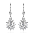 Moissanite Halo Earrings in Platinum Over Sterling Silver 2.50 ctw - Sticky add to cart bar