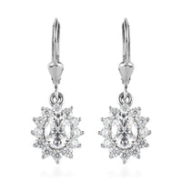 Moissanite Halo Earrings in Platinum Over Sterling Silver 2.50 ctw