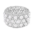 Austrian Crystal, Simulated Pearl Bracelet in Silvertone (6.50-7.0In) - Sticky add to cart bar