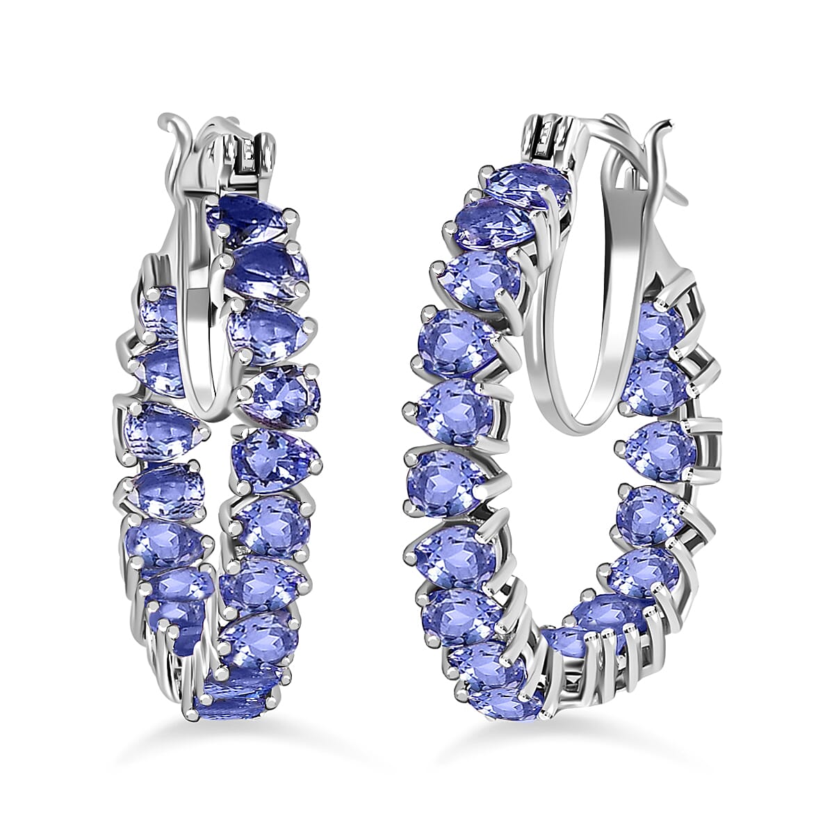 TLV Tanzanite Inside Out Hoop Earrings in Platinum Over Sterling Silver 5.15 ctw