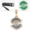 LUXORO 10K Yellow Gold 120 Facets Mexican Hyalite Opal and Moissanite Pendant with Free UV Torch 5.15 ctw - Sticky add to cart bar