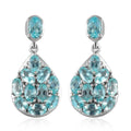 Madagascar Paraiba Apatite Dangle Earrings in Platinum Over Sterling Silver 5.65 ctw - Sticky add to cart bar