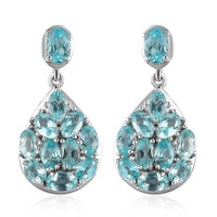 Madagascar Paraiba Apatite Dangle Earrings in Platinum Over Sterling Silver 5.65 ctw