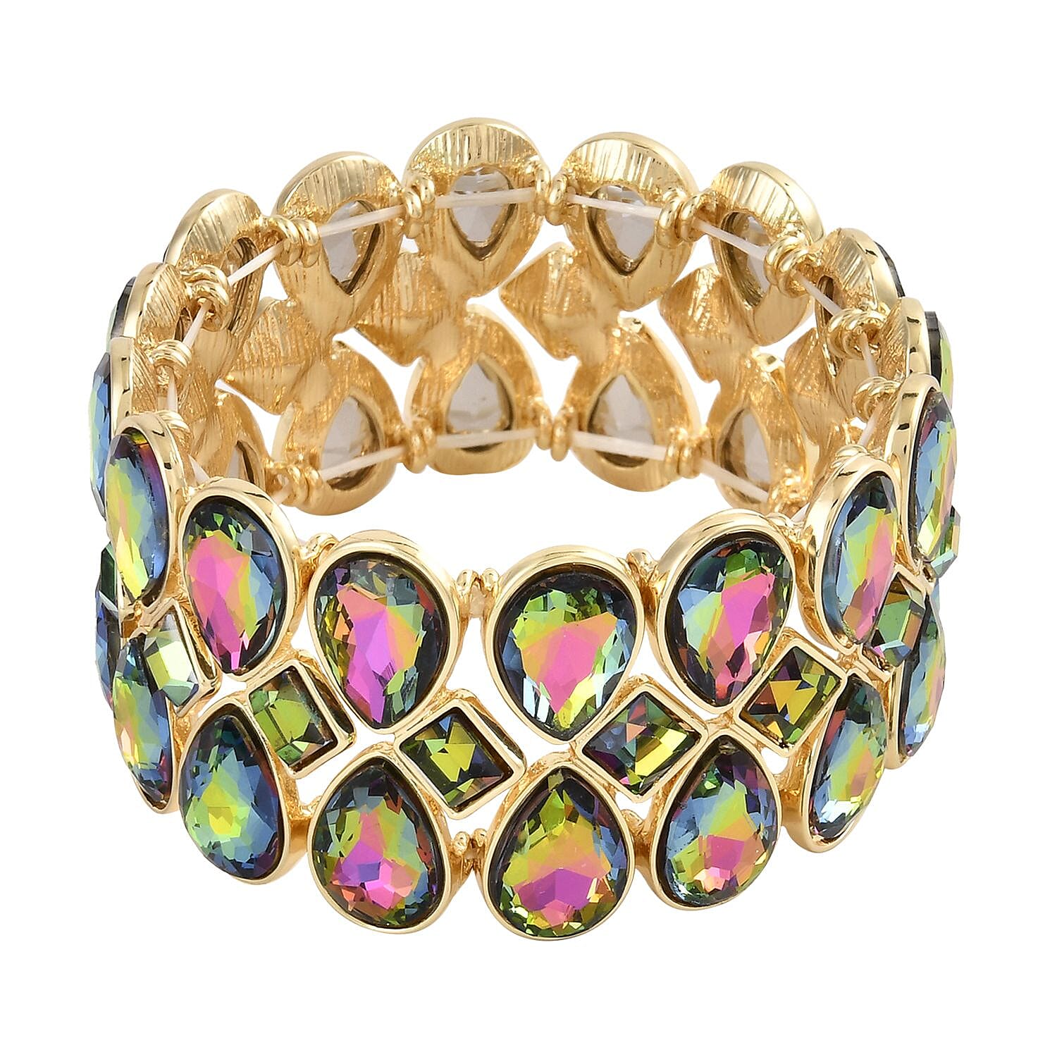 Blue Glass Bracelet in Silvertone (6.50-7.0In)