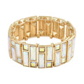 White Aurora Borealis Glass Bracelet in Goldtone (6.50-7.0In) - Sticky add to cart bar