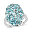 Madagascar Paraiba Apatite and Natural White Zircon Elongated Ring in Platinum Over Sterling Silver 4.25 ctw (Delivery in 3-5 Business Days) - Sticky add to cart bar