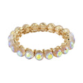 White Aurora Borealis Glass Tennis Bracelet in Goldtone (6.50-7.0In) - Sticky add to cart bar