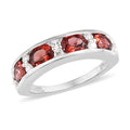 Orissa Rose Garnet, Natural White Zircon Band Ring in Sterling Silver (Size 10.0) 2.00 ctw - Sticky add to cart bar