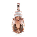 Luxoro 14K Rose Gold AAA Marropino Morganite and G-H I2 Diamond Pendant 8.90 ctw - Sticky add to cart bar