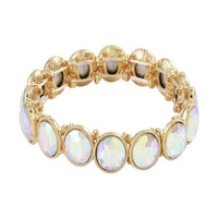 Blue Glass Tennis Bracelet in Goldtone (6.50-7.0In)
