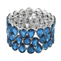 Blue Austrian Crystal and Blue Glass Bracelet in Silvertone (6.50-7.0In) - Sticky add to cart bar