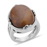 Clear Princess Crystal Ocean Jasper Solitaire Ring in Stainless Steel 50.00 ctw