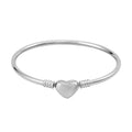 3mm Bangle Bracelet in Stainless Steel (7.00 In) with Heart Shape Lock - Sticky add to cart bar