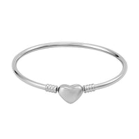 3mm Bangle Bracelet in Stainless Steel (7.00 In) with Heart Shape Lock