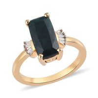 Teal Grandidierite and Diamond Ring in Vermeil Yellow Gold Over Sterling Silver (Size 10.0) 2.60 ctw