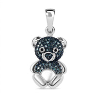 Blue and Black Diamond Pendant in Rhodium and Platinum Over Sterling Silver 0.50 ctw