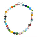 Multi Color Murano Style Heart Beaded Necklace in Stainless Steel 18-20 Inches - Sticky add to cart bar