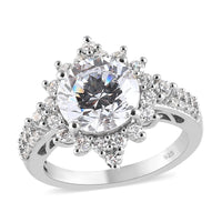 LUSTRO STELLA Platinum Over Sterling Silver Ring Made with Zirconia from Swarovski 8.30 ctw