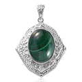 African Malachite Solitaire Pendant in Platinum Over Copper 11.50 ctw - Sticky add to cart bar