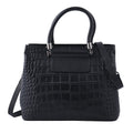 Black Crocodile Embossed Pattern Genuine Leather Convertible Bag (11.42"x4.33"x9.06") with Handle and Shoulder Straps - Sticky add to cart bar