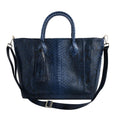 The Grand Pelle Handcrafted Blue Color 100 % Genuine Python Leather Tote Bag (14.20"x11.81"x6.50") - Sticky add to cart bar