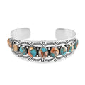 SANTA FE Style Spiny Turquoise Cuff Bracelet in Sterling Silver (6.00 In) 21.40 Grams 6.10 ctw - Sticky add to cart bar