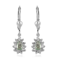 Narsipatnam Alexandrite and White Zircon Lever Back Earrings in Platinum Over Sterling Silver 0.85 ctw