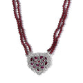 Artisan Crafted Orissa Rhodolite Garnet Beaded Heart Shape Necklace 18 Inches in Sterling Silver 60.15 ctw - Sticky add to cart bar
