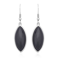 Black Obsidian Earrings in Stainless Steel 45.00 ctw