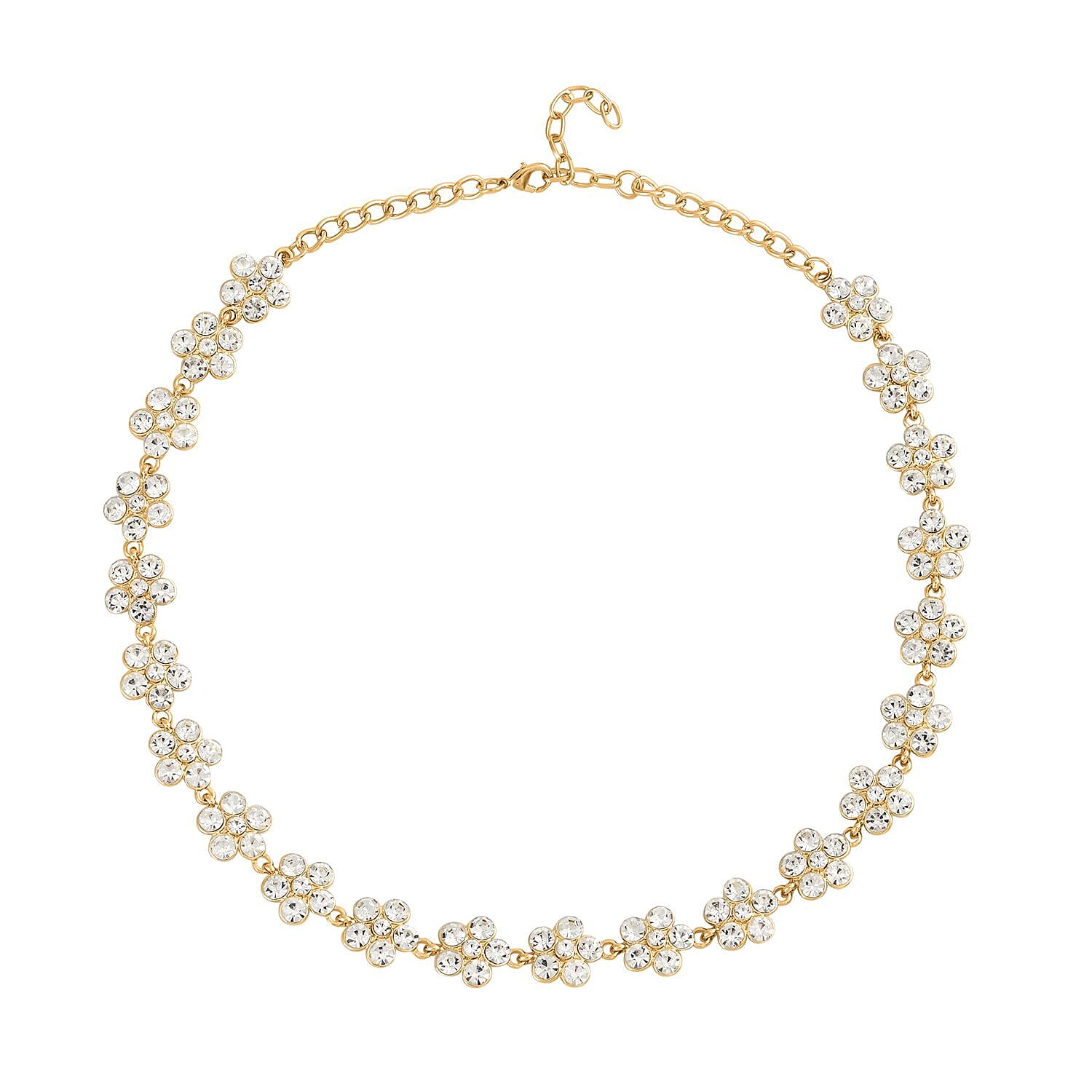 Austrian Crystal Necklace (20-22 Inches) in Goldtone