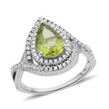 Peridot and White Zircon Infinity Shank Ring in Rhodium Over Sterling Silver (Size 10.0) 2.50 ctw - Sticky add to cart bar