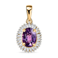 LUXORO 10K Rose Gold Premium Madagascar Purple Sapphire, Diamond (0.25 cts) (G-H, I3) Halo Pendant (Delivery in 3-5 Business Days) 1.15 ctw