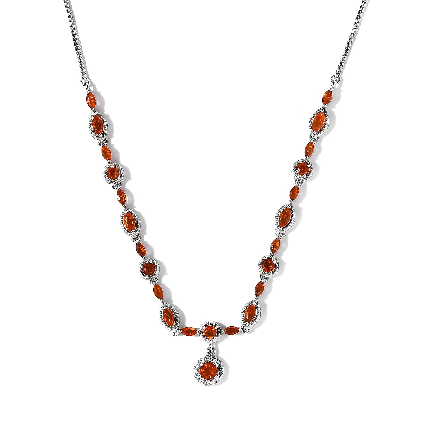 AAA Crimson Fire Opal and White Zircon 2.00 ctw Necklace in