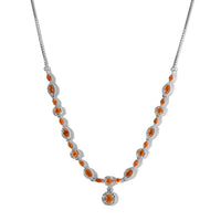 AAA Crimson Fire Opal and White Zircon 2.00 ctw Necklace in Rhodium Over Sterling Silver 19 Inches