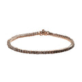 Rose Cut Natural Champagne Diamond Tennis Bracelet in Rhodium and Vermeil Rose Gold Over Sterling Silver (7.25 In) 4.00 ctw - Sticky add to cart bar