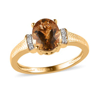 Golden Scapolite and Diamond Ring in Vermeil Yellow Gold Over Sterling Silver 1.60 ctw